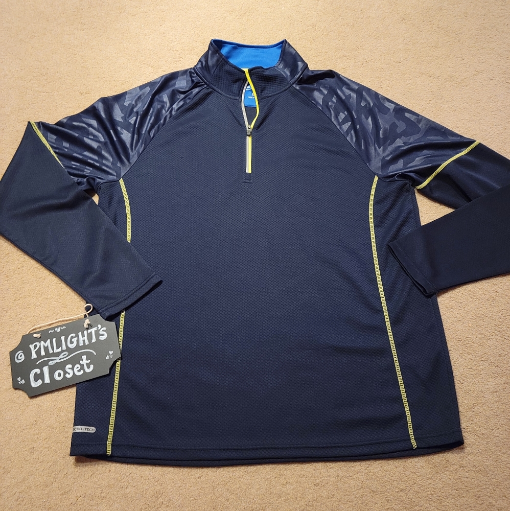 Free Country Pull Over Jacket Large Navy with Lime Green Accents